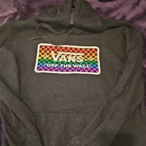 Vans Gray Hoodie with Rainbow Logo